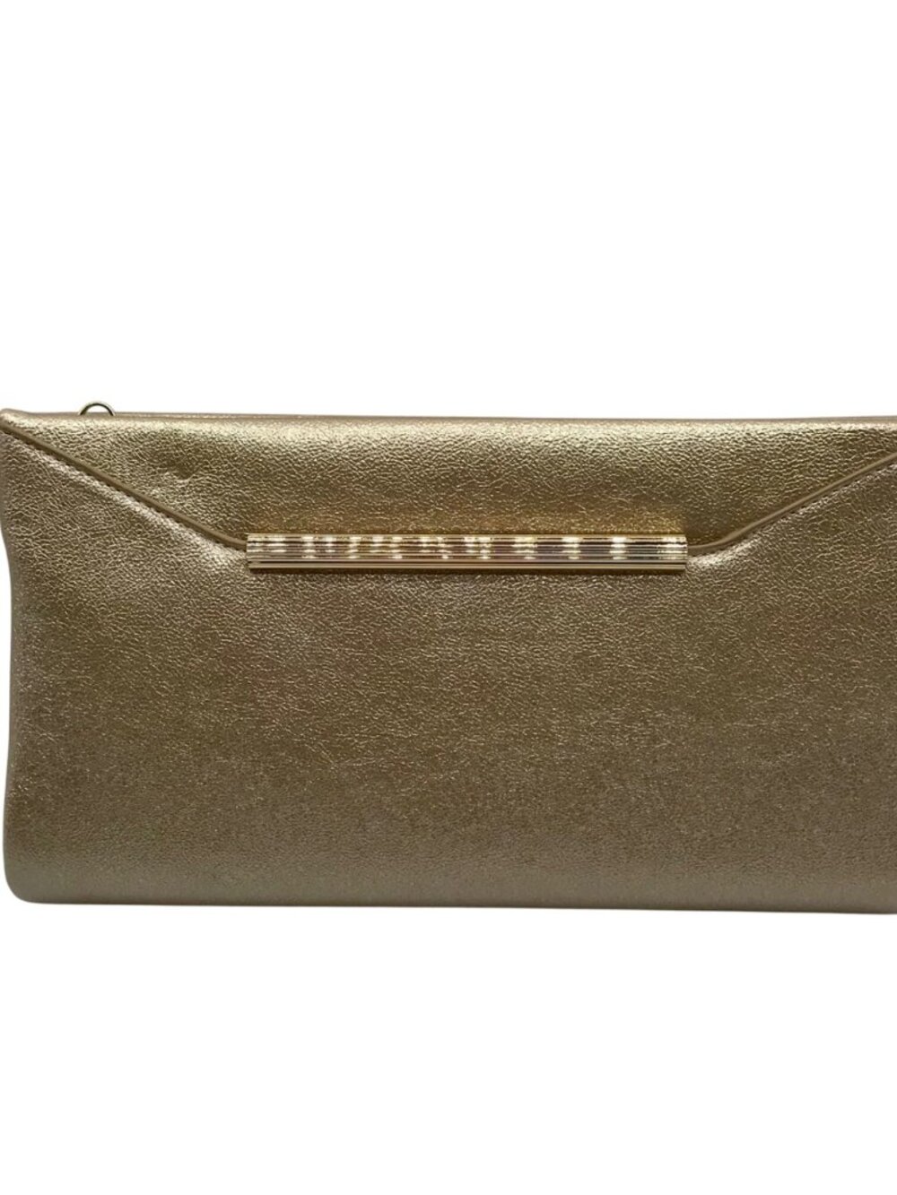 Aqua Gold Metallic Chain Convertible Clutch